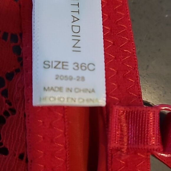 ADRIENNE  Vittavini  sz 36C red lace lightly padded bra - Picture 6 of 7
